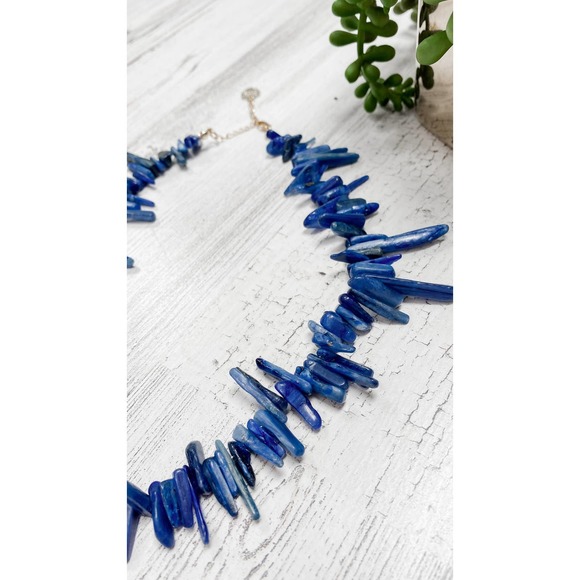 Handmade Blue Stone Statement Necklace - Picture 4 of 5